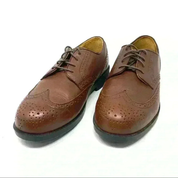 Drew Clayton Wing Tip Oxford Brown Leather 9.5 - Picture 2 of 11